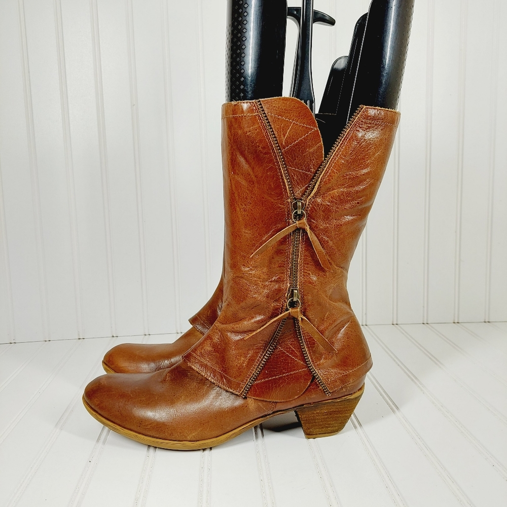 Matisse Wiltern Brown Leather Zip Mid Calf Western Boots B490